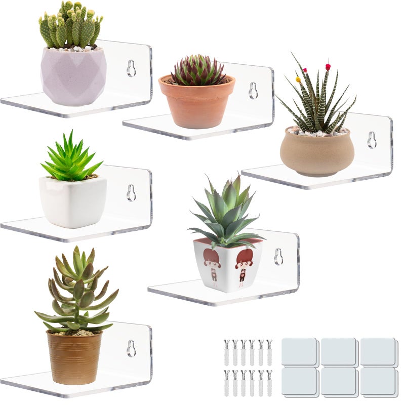 LUOBAO Acrylic Wall Shelves for Storage,Floating Shelf,Acrylic Display Shelves,Ledges for Pop Figures,Plant,Picture Photo for Bedroom Decor Living Room - Image 1