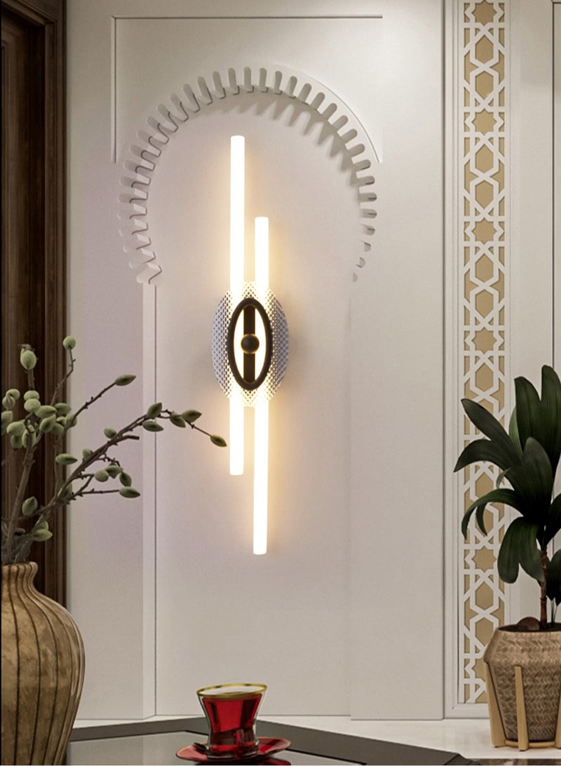 LOOPITYS LED wall light (100CM, black, 3000K warm light), modern living room wall light with transparent glass lampshade in Arabic style, long bedroom wall hanging light, corridor wall light decoration - Image 1