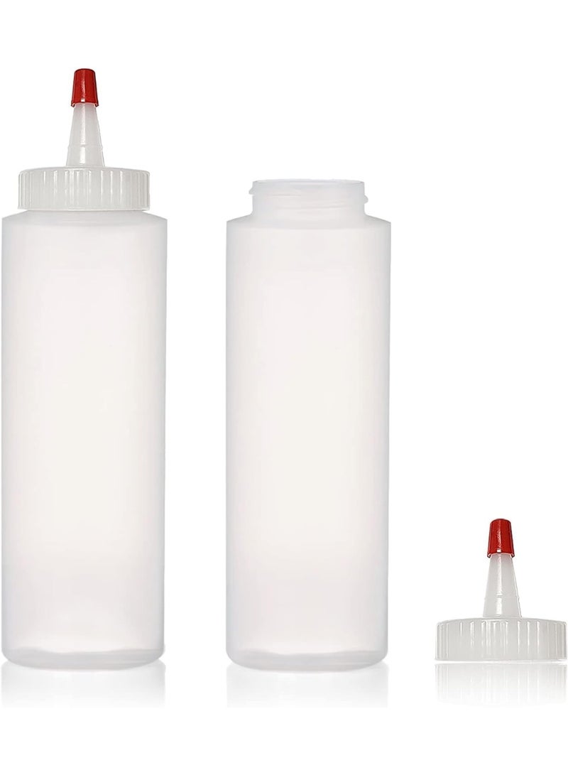 8 oz Plastic Squeeze Condiment Bottles, Wide Mouth, Red Sealer Yorker Cap, Dispensing Bottles for Icing, Ketchup, Sauces and More, Pack of 6 - Image 4