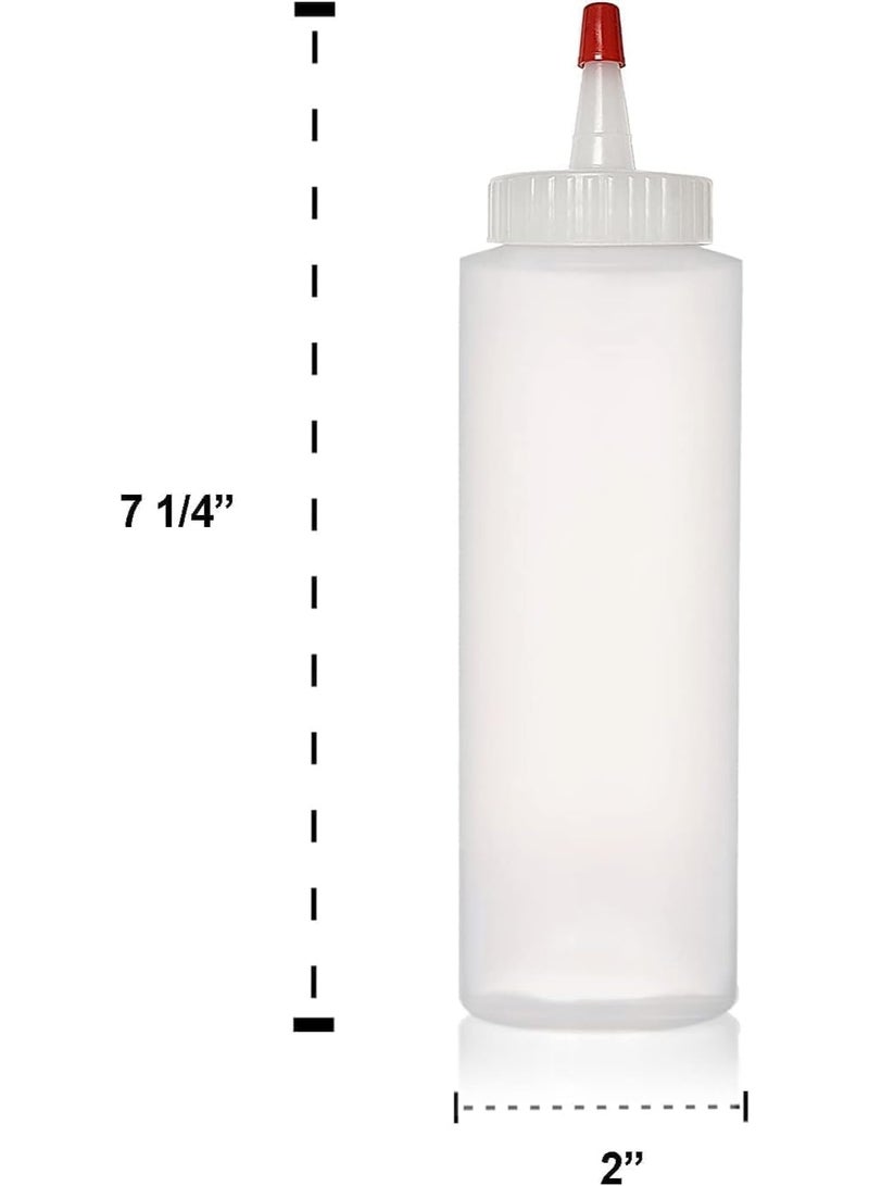 8 oz Plastic Squeeze Condiment Bottles, Wide Mouth, Red Sealer Yorker Cap, Dispensing Bottles for Icing, Ketchup, Sauces and More, Pack of 6 - Image 3