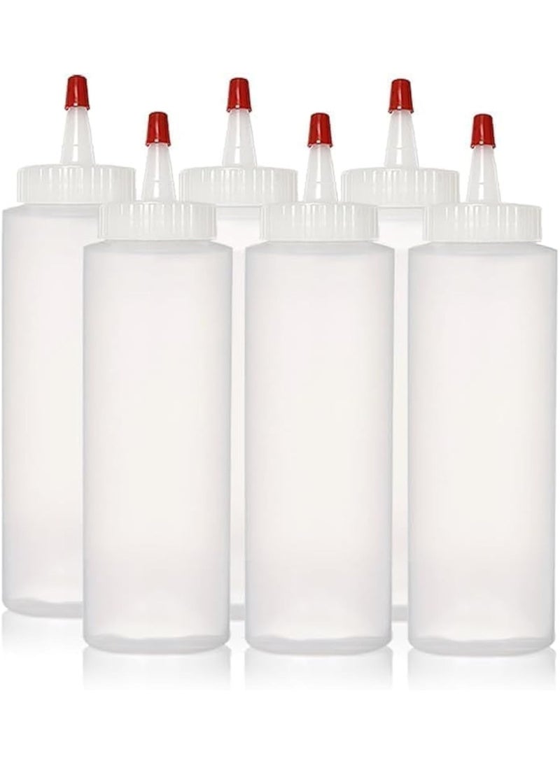 8 oz Plastic Squeeze Condiment Bottles, Wide Mouth, Red Sealer Yorker Cap, Dispensing Bottles for Icing, Ketchup, Sauces and More, Pack of 6 - Image 1