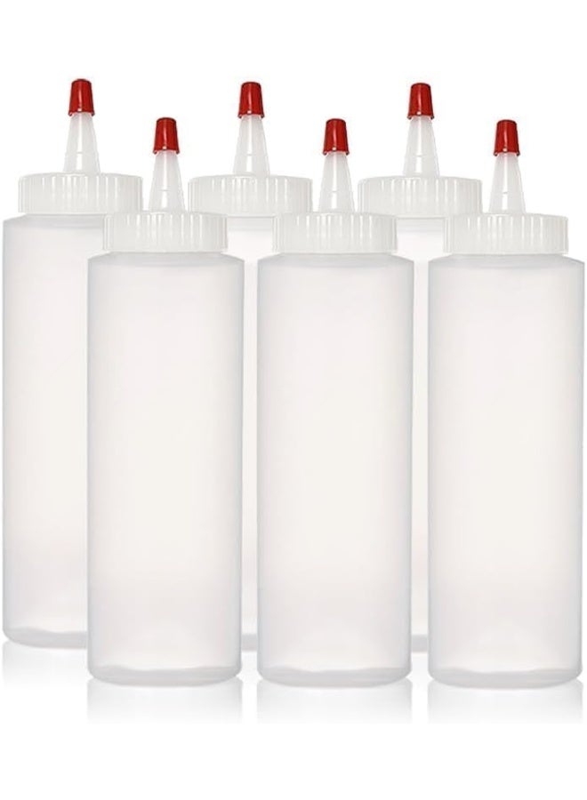 8 oz Plastic Squeeze Condiment Bottles, Wide Mouth, Red Sealer Yorker Cap, Dispensing Bottles for Icing, Ketchup, Sauces and More, Pack of 6 - Image 2