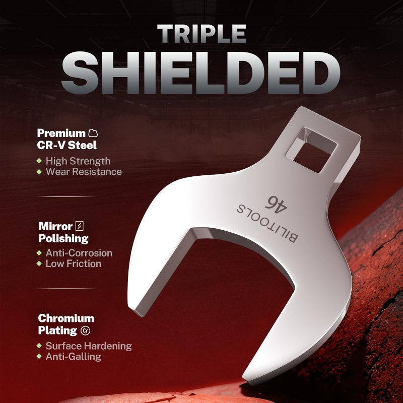 BILITOOLS 14-Piece Jumbo Crows Foot Wrench Set, 1/2" Drive Big Crowfoot Wrench, Metric, 27-50 mm, CR-V Steel - Image 3