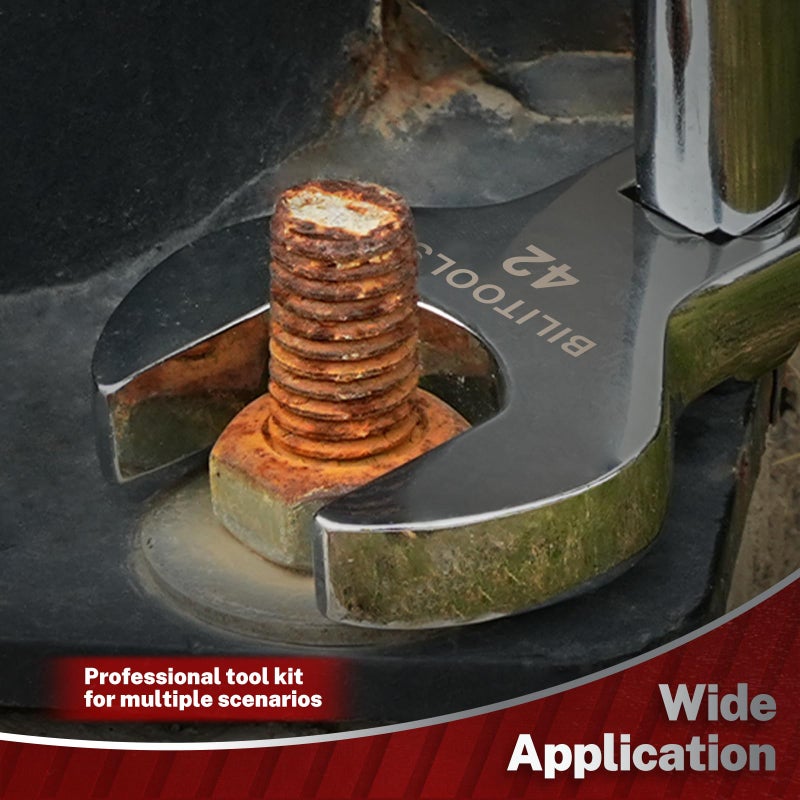 BILITOOLS 14-Piece Jumbo Crows Foot Wrench Set, 1/2" Drive Big Crowfoot Wrench, Metric, 27-50 mm, CR-V Steel - Image 2