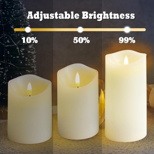 LEDHOLYT Rechargeable Flameless Candle, Flashing LED Pillar Real Wax Candle with Remote Control and Timer,Decorative Electronic Candles, 1 Set of 3 - Image 3