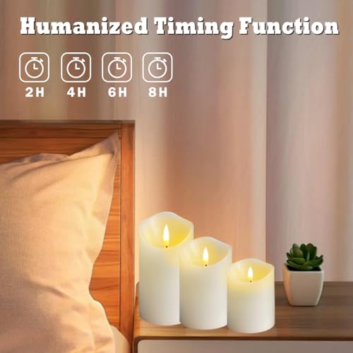 LEDHOLYT Rechargeable Flameless Candle, Flashing LED Pillar Real Wax Candle with Remote Control and Timer,Decorative Electronic Candles, 1 Set of 3 - Image 2