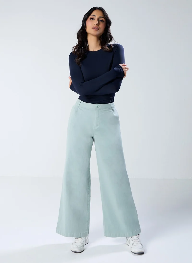 Zigzag Green Pleated Pant (Short length)