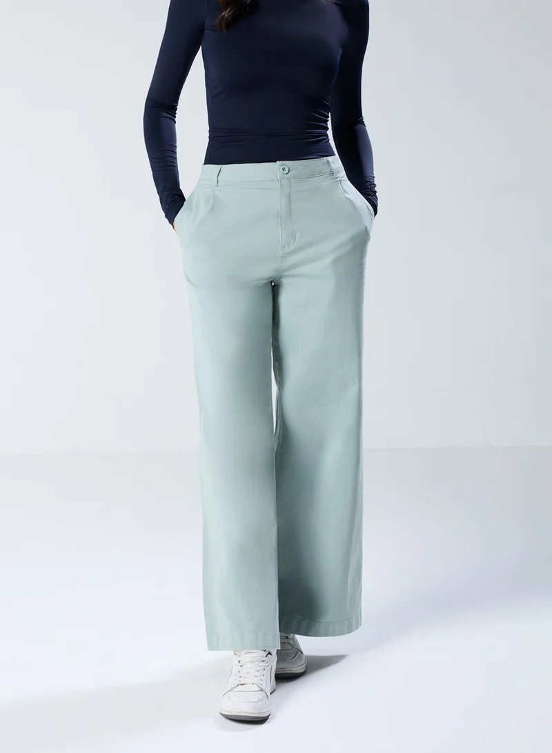 Zigzag Green Pleated Pant (Short length)