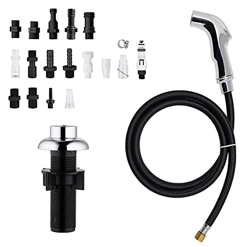 Houtingmaan Kitchen Sink Sprayer, Side Sprayer Replacement with Quick Connector/Hose/Holder, Pull Out Kitchen Sprayer Head, Easy to Install, Chrome - Image 1