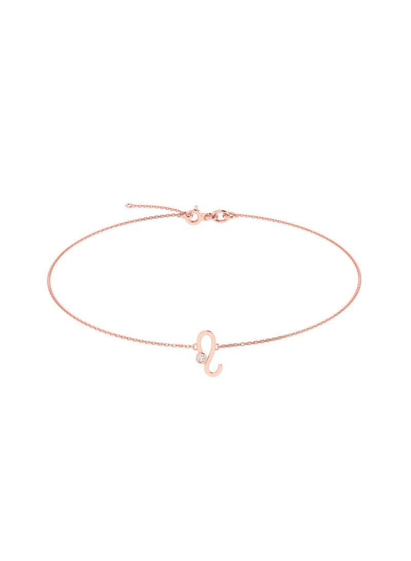 Capri Gold 18K Rose Gold Leo Zodiac Sign Bracelet with Diamond