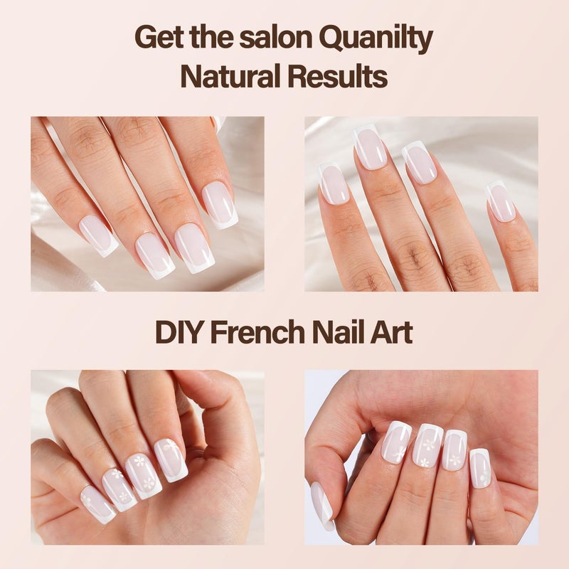 VANSIHO 150Pcs French Gel Nails, Vansiho White French Tip Press on Nails, Milky White Short Square Soft Gel Nail Tips, Acrylic Fake Nails for Nail Art DIY 15 Sizes - Image 4