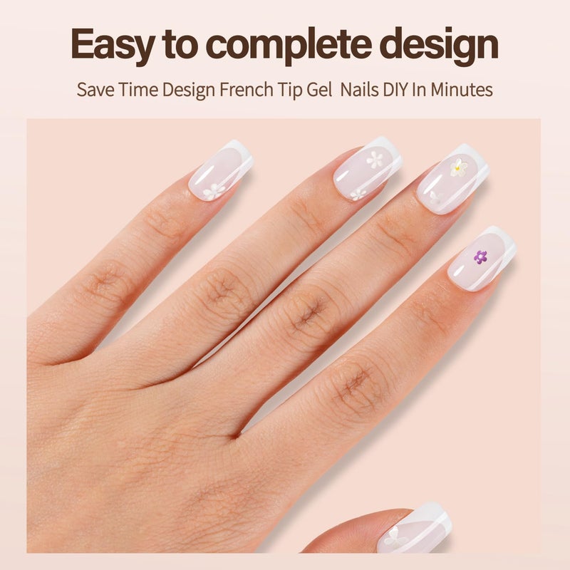 VANSIHO 150Pcs French Gel Nails, Vansiho White French Tip Press on Nails, Milky White Short Square Soft Gel Nail Tips, Acrylic Fake Nails for Nail Art DIY 15 Sizes - Image 3