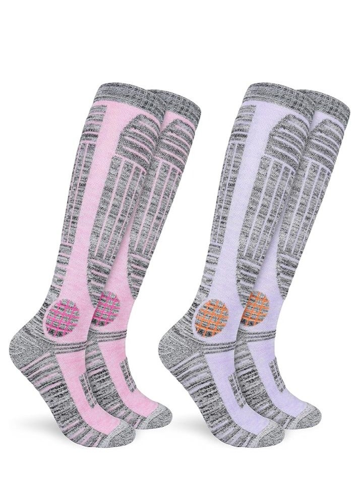SYOSI Thermal Ski Socks Mens Womens Socks Knee High Long Performance Athletic Socks Warm Cushioned Non-slip Sports Cushioned Socks for Skiing Football Hiking Walking Snowboard - Image 1
