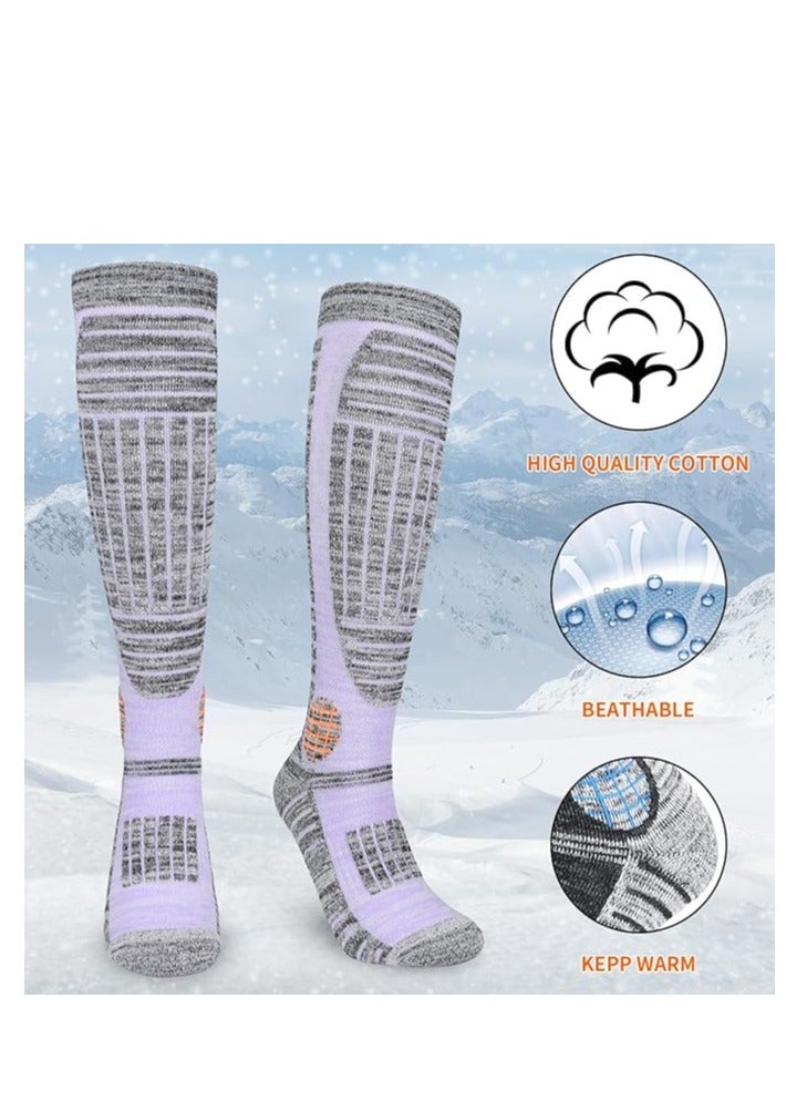 SYOSI Thermal Ski Socks Mens Womens Socks Knee High Long Performance Athletic Socks Warm Cushioned Non-slip Sports Cushioned Socks for Skiing Football Hiking Walking Snowboard - Image 3