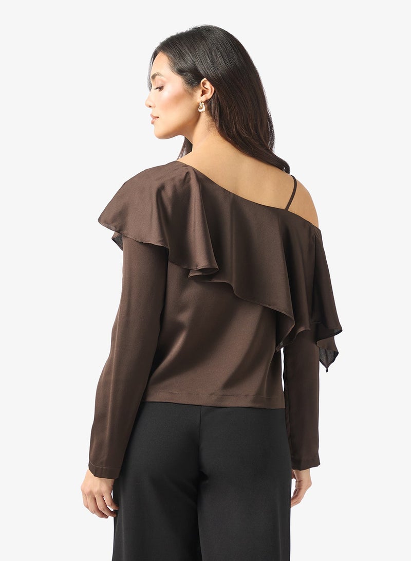 VERO MODA Off Shoulder Ruffle Long Sleeve Top - Image 3