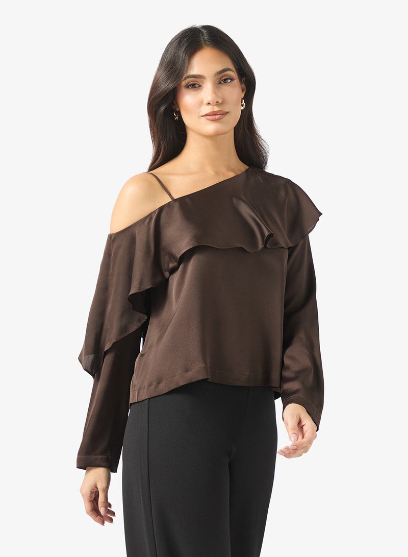 VERO MODA Off Shoulder Ruffle Long Sleeve Top - Image 1