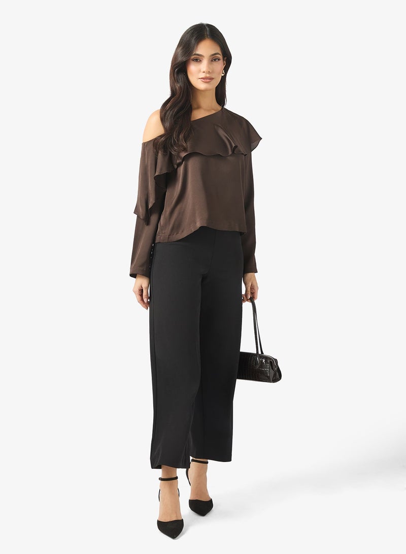 VERO MODA Off Shoulder Ruffle Long Sleeve Top - Image 4