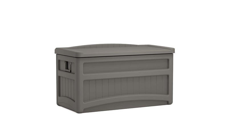 Suncast 73 Gallon IndoorOutdoor Medium Deck Storage Box 46L x 2362W x 255H Stoney
