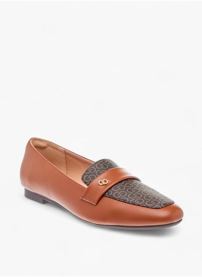 Celeste Womens Monogram Print Slip-On Loafers With Metal Accent  - Image 1