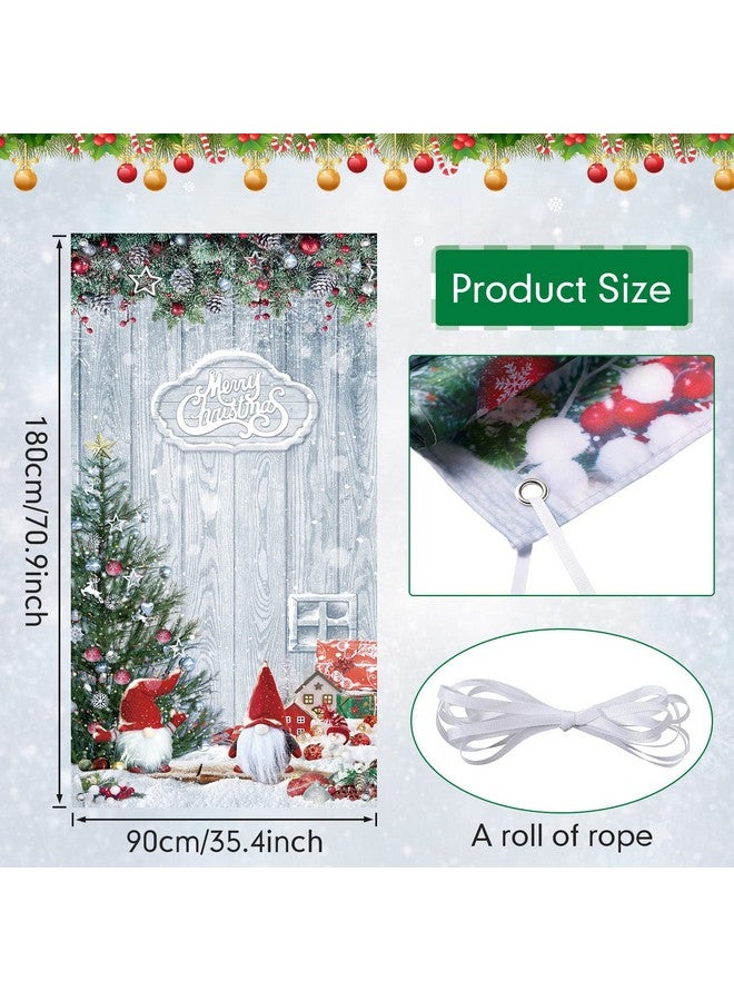 Tiamon Christmas Gnome Door Cover Decorations Merry Christmas Front Door Cover Winter Snowflake Backdrop Wood Door Banner Photo Booth Props for Christmas Party Decorations - Image 2
