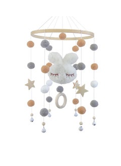 Bukela Baby Crib Bell, Baby Wind Chime with Felt Ball, 3D Cloud 360° Rotating Bed Bell Crib Hanging Children's Bed Decoration 