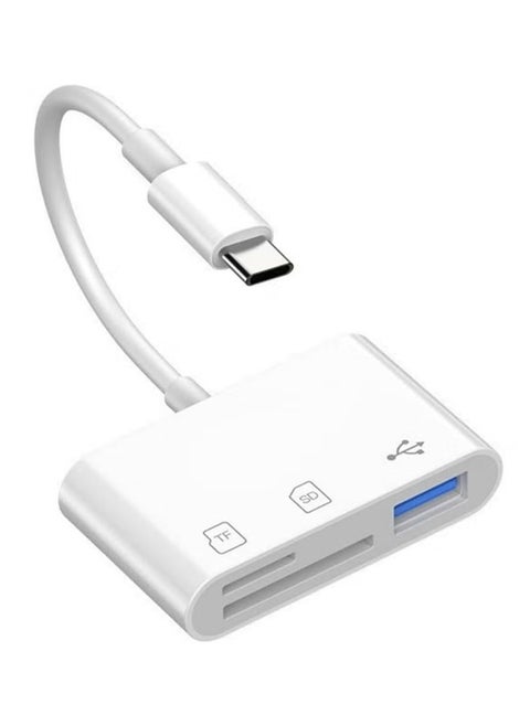 3 in 1 USB C SD Card Reader, High Speed Memory Card Reader Adapter, Type C Adapter for iPhone 15 Series, iPad Pro/Mac/Laptop and More Type C Devices, White
