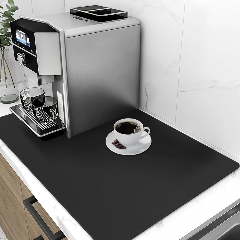 SOSMAR Super Absorbent Dish Drying Mat  16x20 Inch Counter Protector Mat for Coffee Machine  Sink NonSlip Black