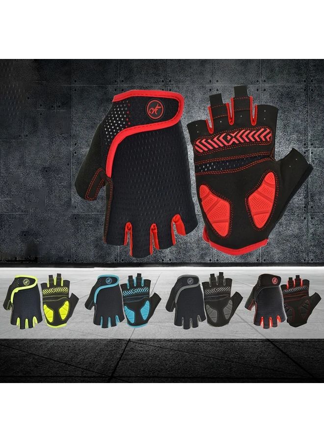 Gray Half Finger Breathable Cycling Gloves for Road Mountain Biking Commuting - Image 1