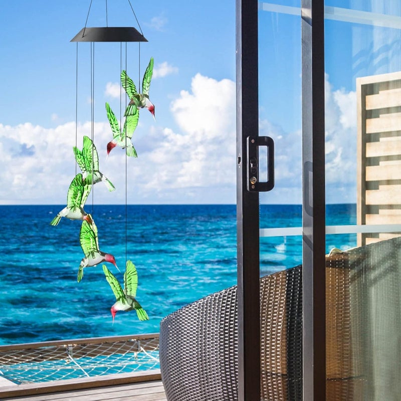 comfrt Solar Wind Chimes Outdoor, Color-Changing Solar Hummingbird Wind Chime Waterproof Solar Powered LED Hanging Lamp for Outdoor Garden Festival Decoration Yard Decor Light Lamp - Image 5