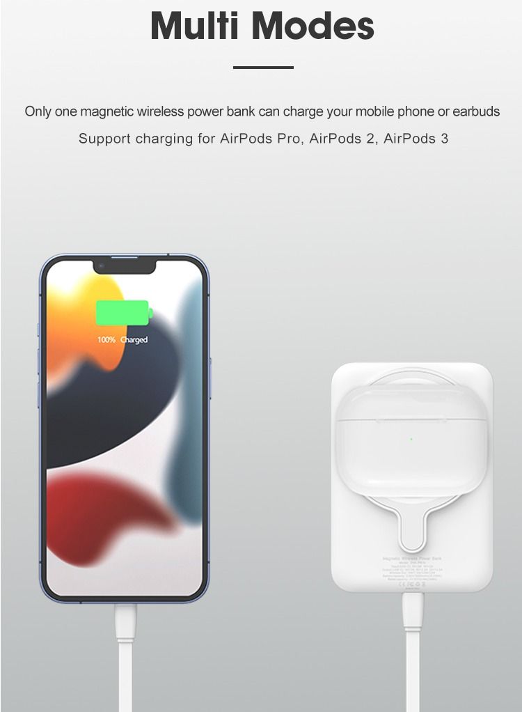 GULFLINK Fast Magnetic Portable Power Bank Charger for Apple iPhone 13/14/15 series 5000mah Blue - Image 3