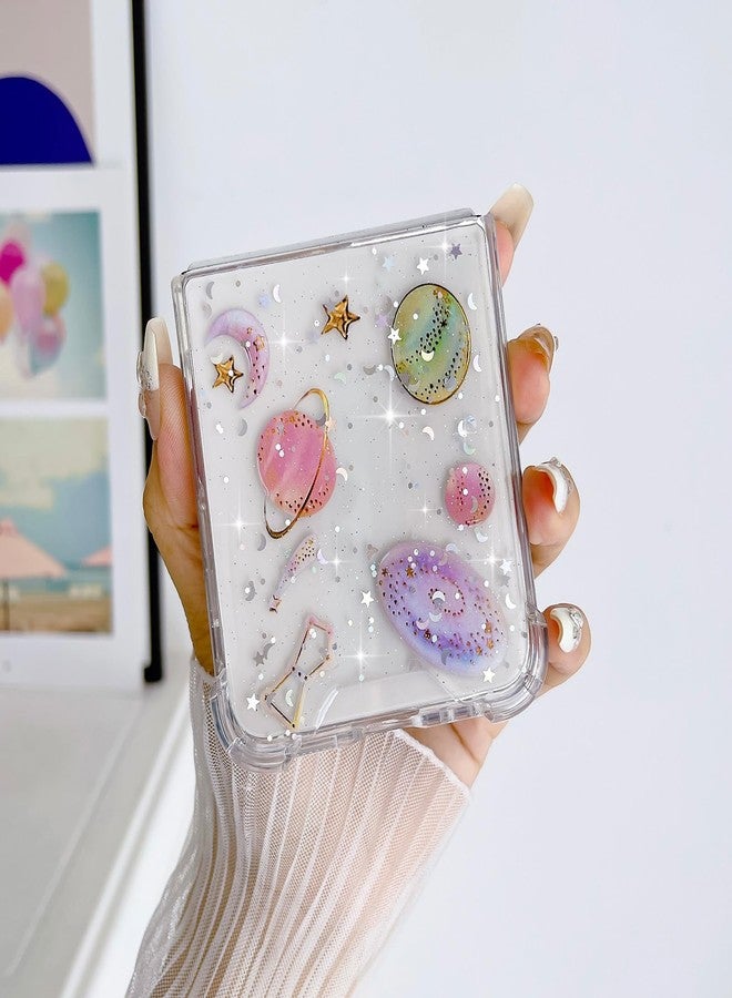 جراب LCHULLE لهاتف سامسونج جالاكسي Z Flip 5 5G، بتصميم لامع وجذاب، مقاوم للصدمات، مناسب للفتيات والسيدات. يتميز بتصميم قمر ونجوم وكواكب براقة، وغطاء شفاف لهاتف سامسونج Flip 5 5G (2023). - Image 3
