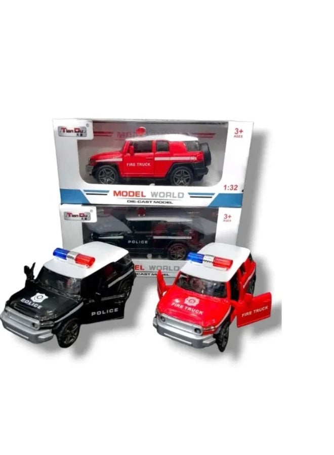 Toy Box Pull Back Metal Police Car with Lights and Sound for Kids - Image 2