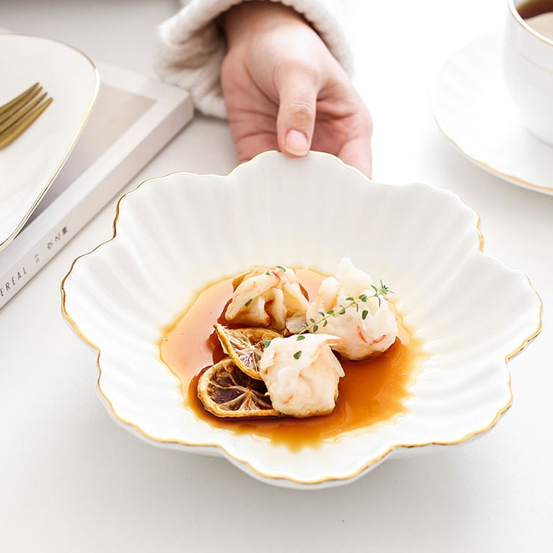 2 pcs Ceramic Dish Household Storage Plate Food Serving Dish Food Plate (White) - Image 2