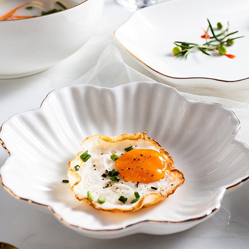 2 pcs Ceramic Dish Household Storage Plate Food Serving Dish Food Plate (White) - Image 4