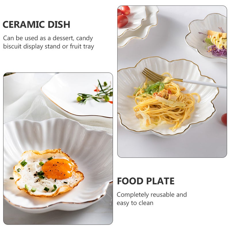 2 pcs Ceramic Dish Household Storage Plate Food Serving Dish Food Plate (White) - Image 5