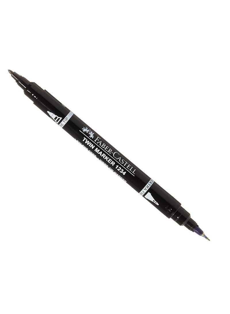 FABER-CASTELL 12-Piece Dual Tip Twin Permanent Marker Black Ink  - Image 2