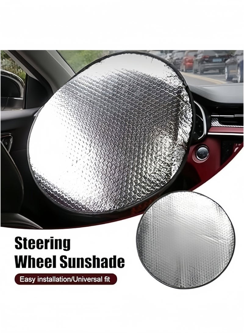 أنغولا باندا غطاء حماية عجلة القيادة من الشمس، غطاء عجلة القيادة بالألومنيوم المكثف بالألومنيوم، حماية كاملة من الشمس ومانعة للحرارة لعجلة القيادة للسيارات والشاحنات والدفع الرباعي وغطاء عجلة القيادة للفان - Image 4