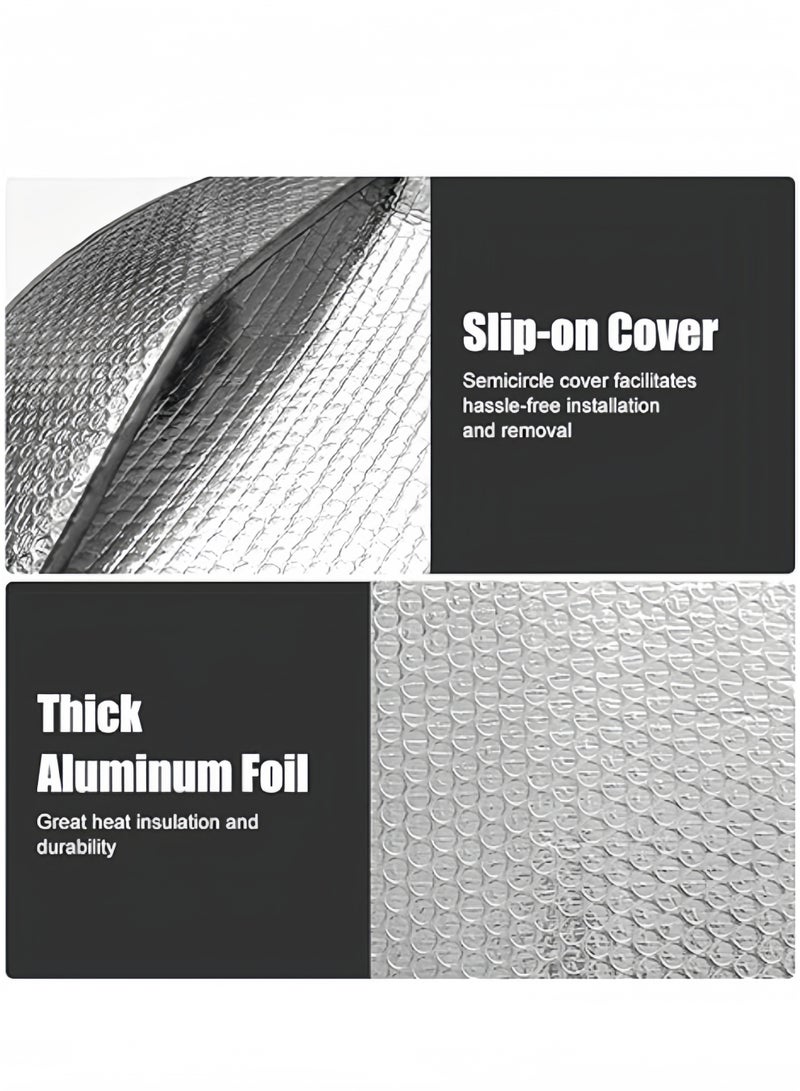 أنغولا باندا غطاء حماية عجلة القيادة من الشمس، غطاء عجلة القيادة بالألومنيوم المكثف بالألومنيوم، حماية كاملة من الشمس ومانعة للحرارة لعجلة القيادة للسيارات والشاحنات والدفع الرباعي وغطاء عجلة القيادة للفان - Image 3