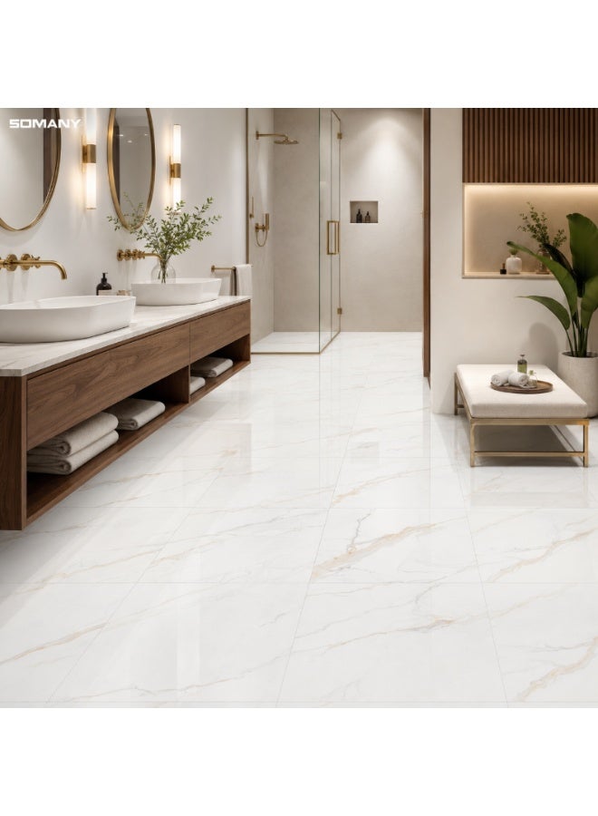 SOMANY Nueva Alcazar Marfil FP 600x600MM Polished Floor Tile – 11mm Thickness | Premium Marble Look Beige Ceramic Tile for Elegant Flooring | 1.44 SQM - Image 2