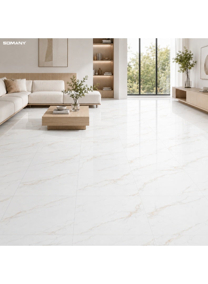 SOMANY Nueva Alcazar Marfil FP 600x600MM Polished Floor Tile – 11mm Thickness | Premium Marble Look Beige Ceramic Tile for Elegant Flooring | 1.44 SQM - Image 3