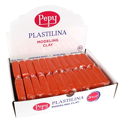 Pepy Plastilina Reusable and NonDrying Modeling Clay Set of 24 Bars 14 Ounce Each Perfect for Arts and Crafts Projects Orange