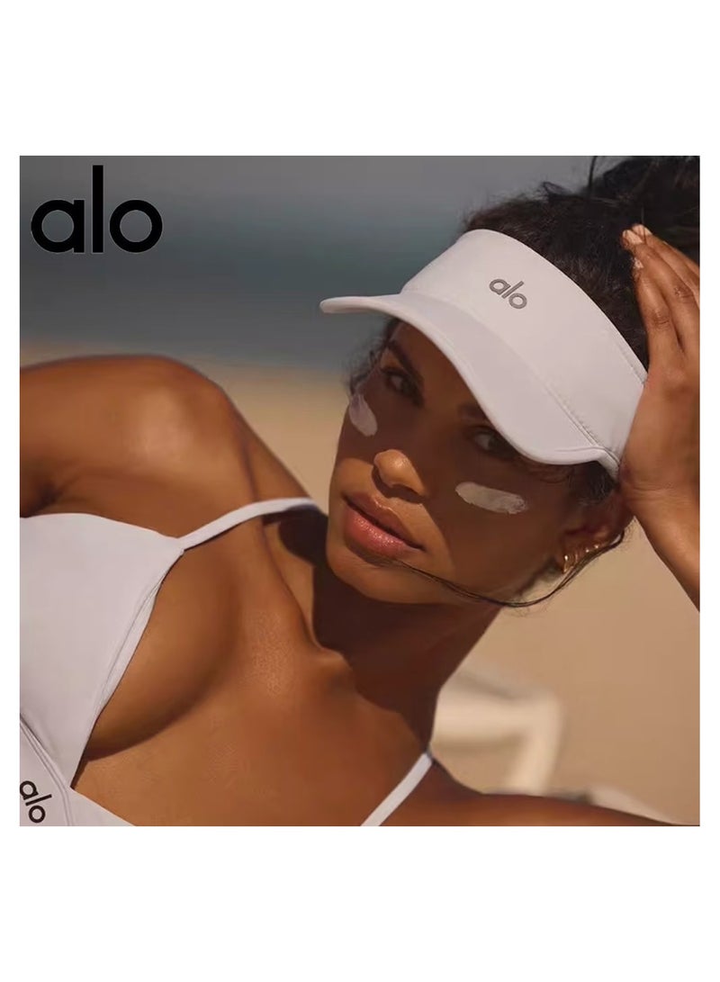 alo ALO open-top hat for sun protection, men's and women's outdoor sports, tennis, comfortable and lightweight, with a mesh sweat-absorbing strap inside-WHITE  - Image 3