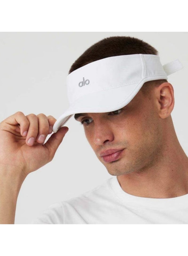 alo ALO open-top hat for sun protection, men's and women's outdoor sports, tennis, comfortable and lightweight, with a mesh sweat-absorbing strap inside-WHITE  - Image 2