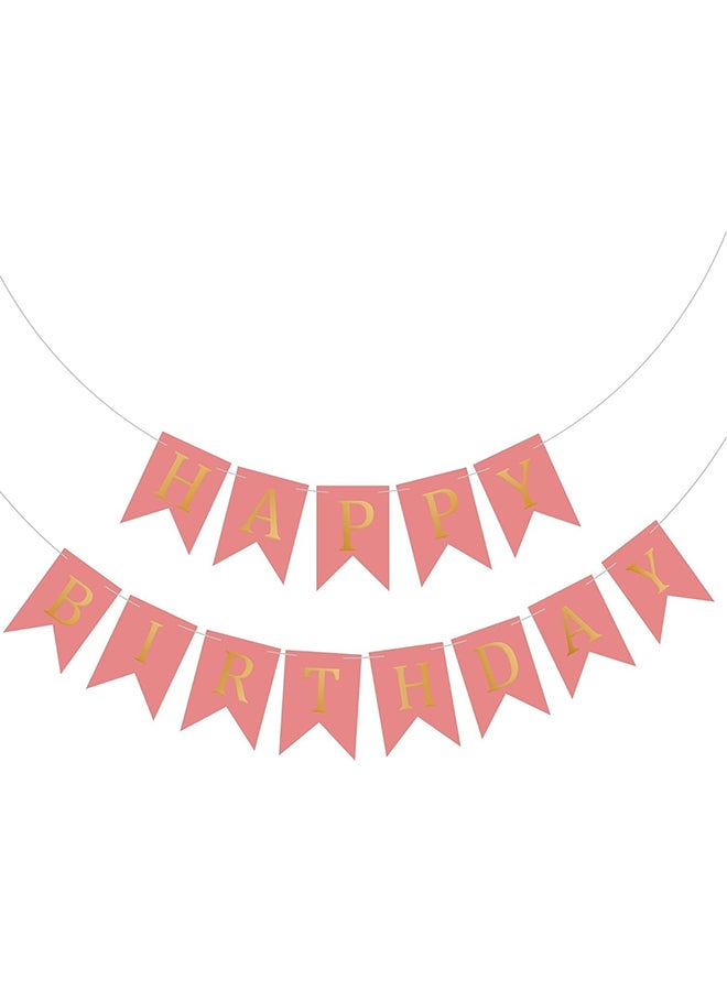 Goldedge Banner Happy Birthday 13 Piece Bunting Home, Party Hall and Backyard Light Pink Color Decoration Birthday Signs Party Supplies  - Image 1