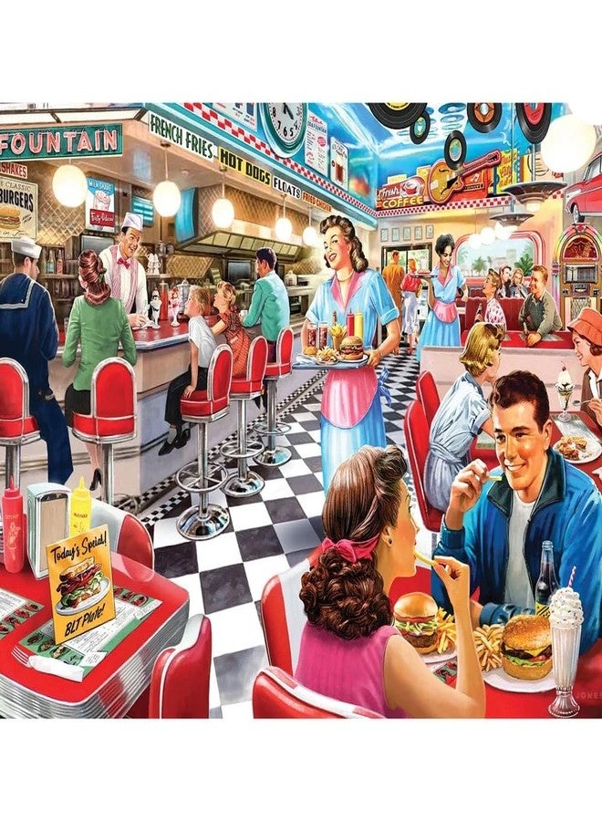 Bits and Pieces – 50’s Diner Jigsaw Puzzle for Adults – Retro American Nostalgia Scene by Larry Jones (500 Piece Puzzle) - Image 2