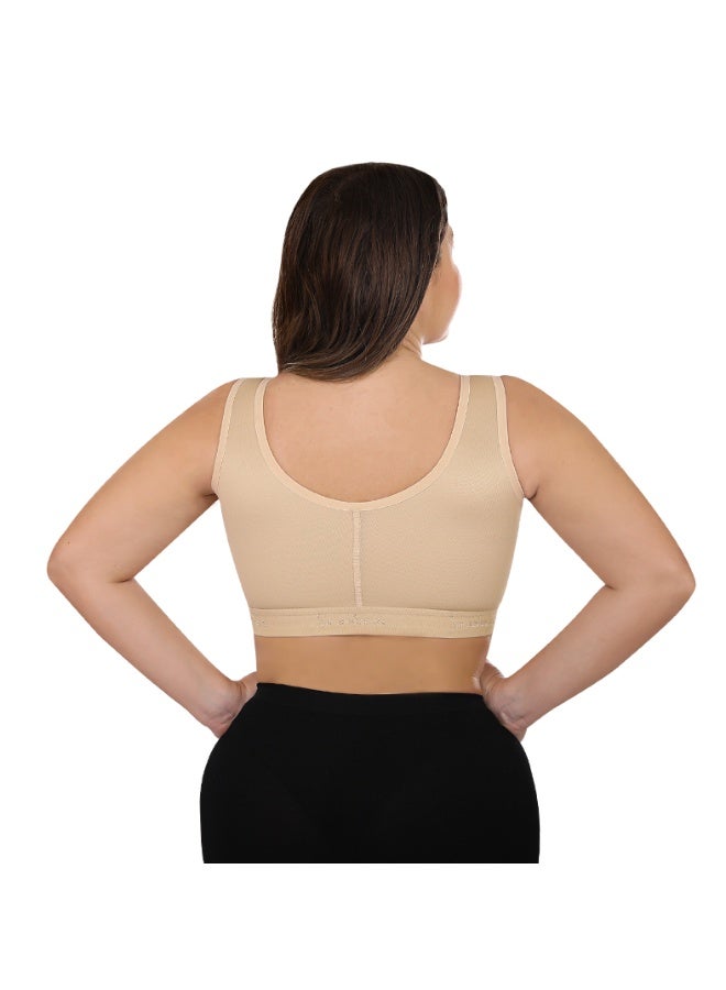 Sedra Shapely Women's bra for breast reduction and shaping, medium to high compression bra with multiple front snaps, comfortable design to minimize bulge and improve posture, beige - Image 3