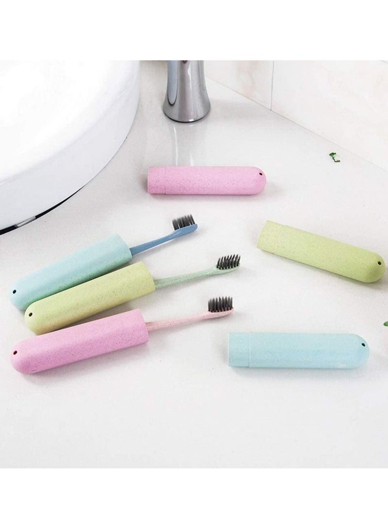 4 Pcs Travel Toothbrush Case Portable Toothbrush Storage Case Eco-Friendly Wheat Straw Toothbrushes Cover Case for Travel Camping School  - Image 4