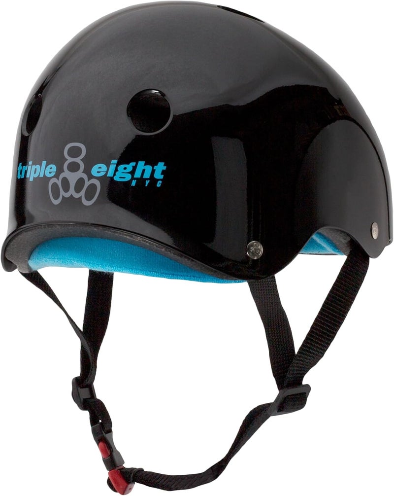 Triple Eight THE Certified Sweatsaver Helmet for Skateboarding, BMX, and Roller Skating - Black Glossy - Image 2