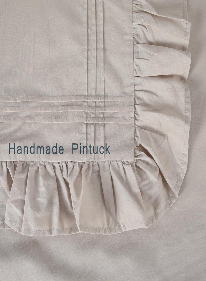 YINFUNG أغطية وسائد أوروبية مكشكشة من الكتان، بيج طبيعي، بنمط ريفي أوروبي، بلون الشوفان، قطن أنيق، أغطية وسائد كبيرة 26x26، طقم من قطعتين، لون جملي، رمادي داكن، بنمط ريفي عتيق، أغطية وسائد أوروبية من الدانتيل، لطيفة - Image 4