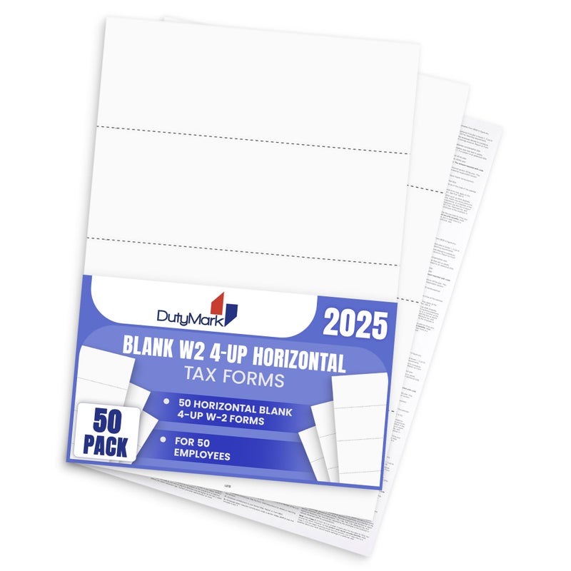 Dutymark 50 W2 Tax Forms, Blank 4-Up Horizontal Forms 2025, 50 Employee Designed for QuickBooks Online and Accounting Software, with Back Instructions, - Image 5